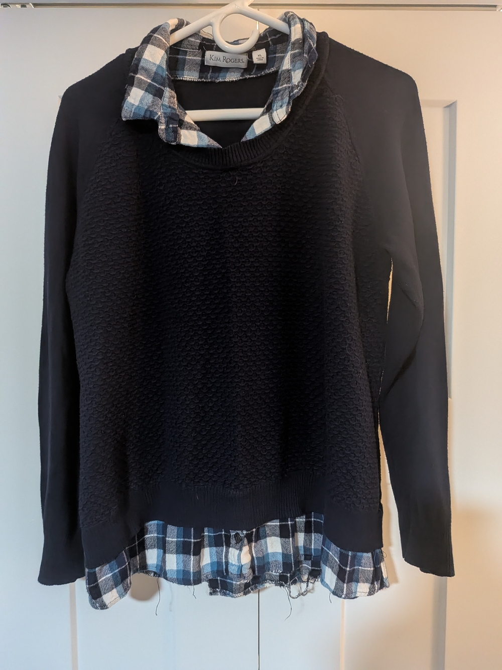 Kim Rodgers Women's Sweaters With Faux Undershirt Size XL Bundle Navy & Grey - Picture 2 of 10